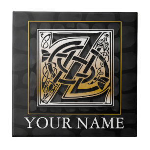 Z "Your Name" Celtic Black Stone Monogram Tile