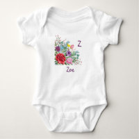 Z Zoe Personalise Initial Name, Rose Flowers