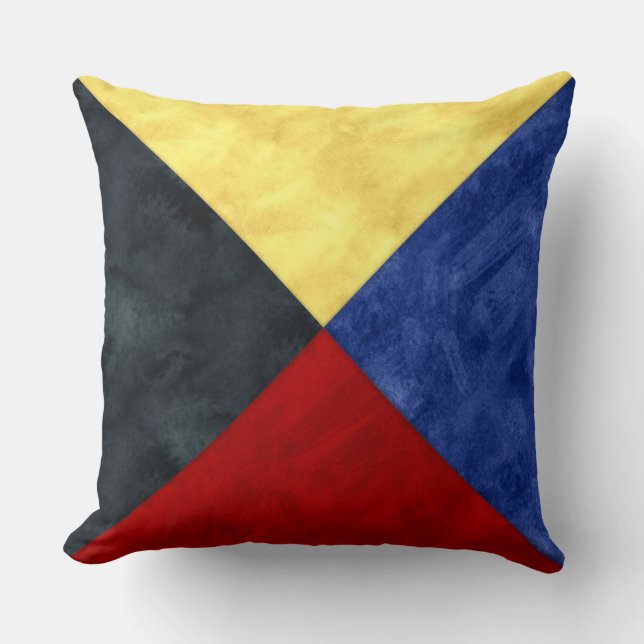 Z Zulu Watercolor Nautical Signal Maritime Flag Cushion (Front)