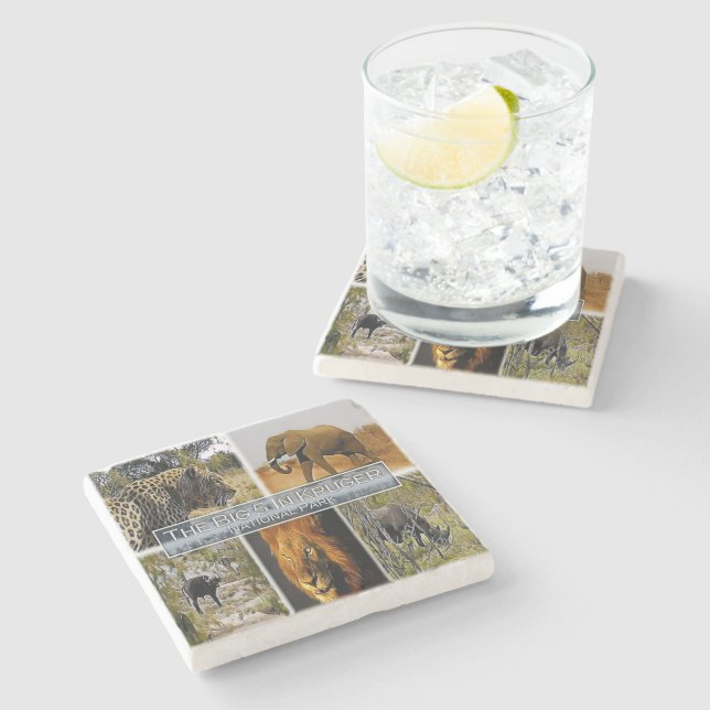 ZA * SOUTH AFRICA -  THE BIG 5 in KRUGER N. P. Stone Coaster (Side)