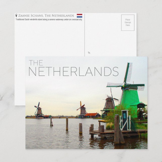 Zaanse Schans, Netherlands Travel Postcard (Front/Back)