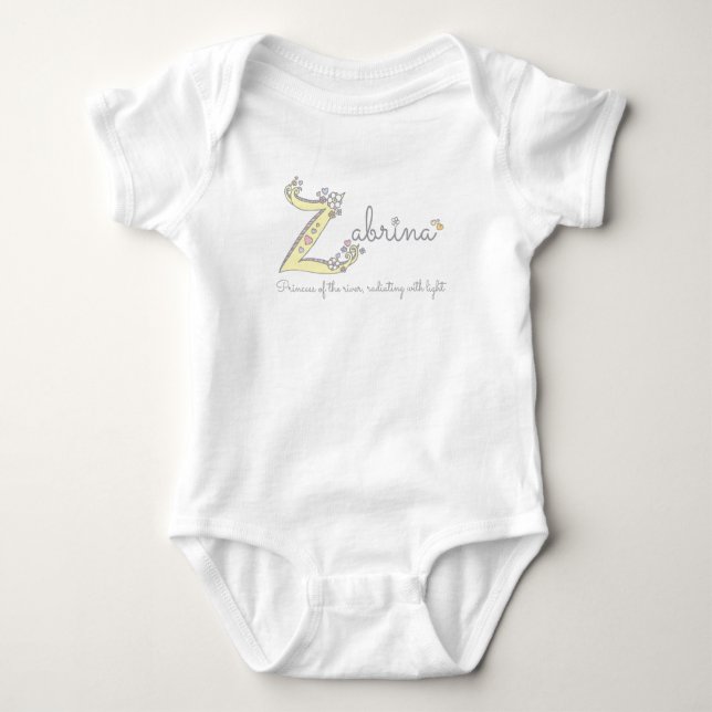 Zabrina girls name meaning Z monogram hearts Baby Bodysuit (Front)