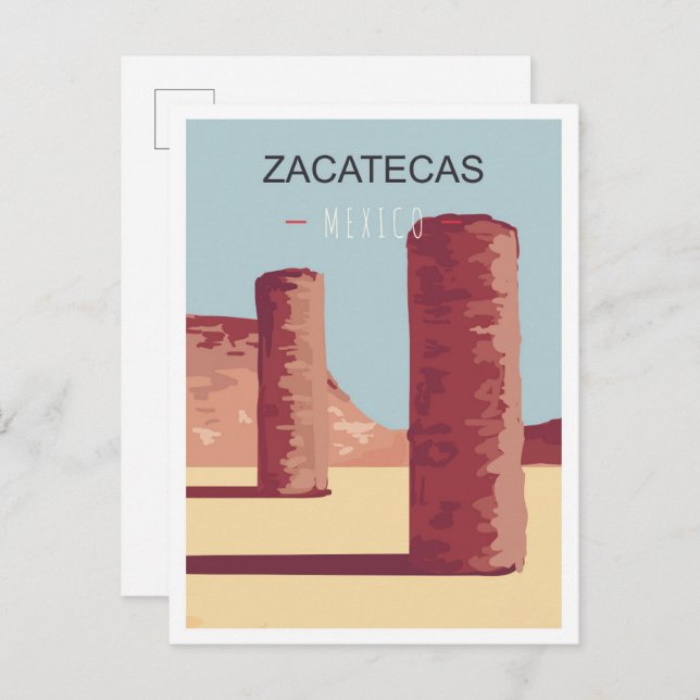 Zacatecas Mexico Art Vintage Travel Illustration Postcard (Front/Back)