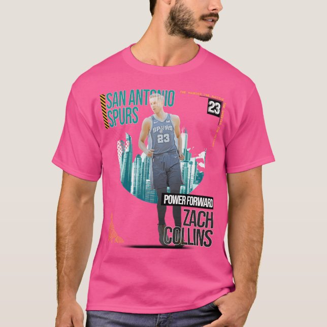 Zach Collins Basketball Art Spurs 2 T-Shirt (Front)