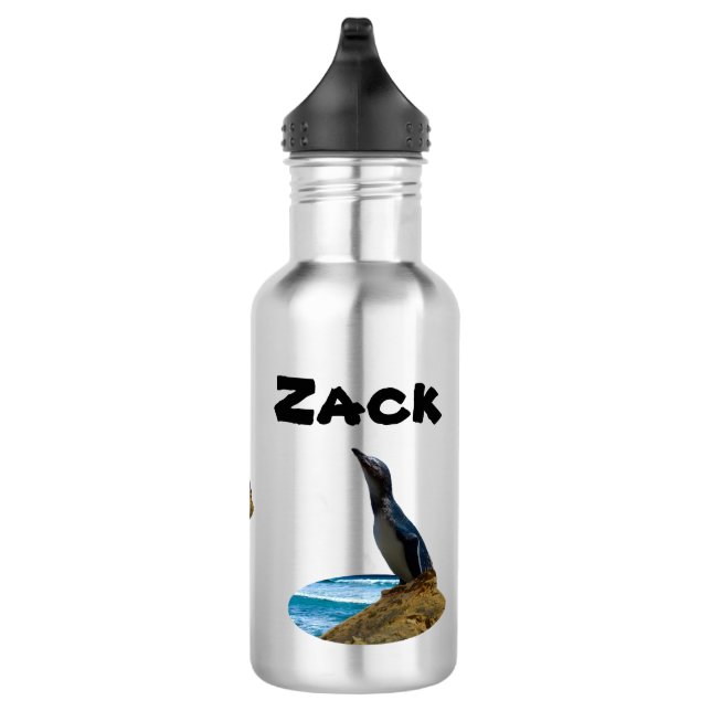 Zack Name With Penguin, Water Bottle (Right)