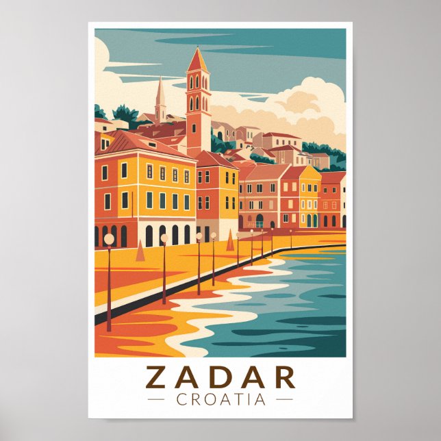 Zadar Croatia Illustration Travel Art Vintage Poster (Front)