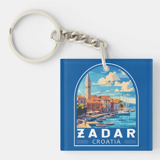 Zadar Croatia Travel Art Emblem Key Ring (Front)