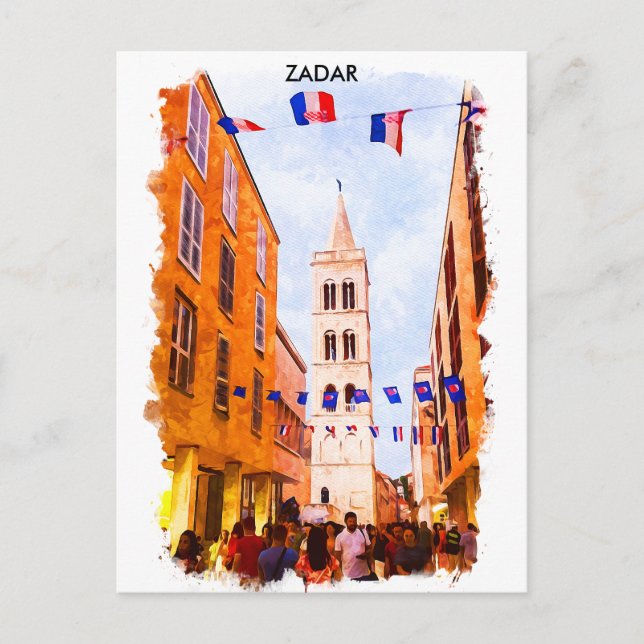 Zadar Croatia Watercolor painting Postcard (Front)