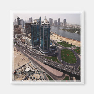 zAE015 SHARJAH, SKYLINE, UAE, Fridge Magnet