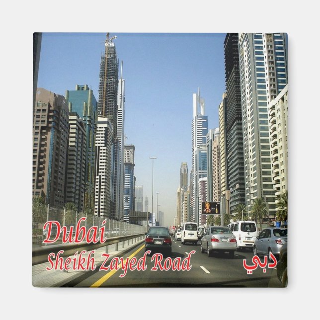 zAE067 DUBAI Sheikh Zayed Road, Fridge Magnet (Front)
