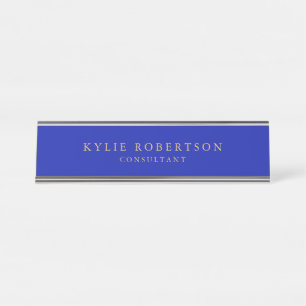 Zaffre Blue Gold Colours Professional Trendy Moder Desk Name Plate
