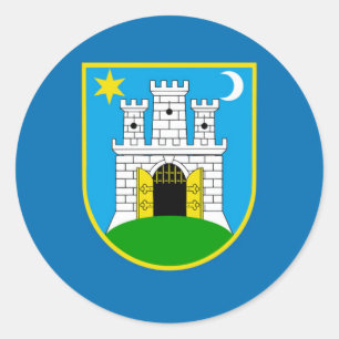 Zagreb city flag croatia symbol classic round sticker
