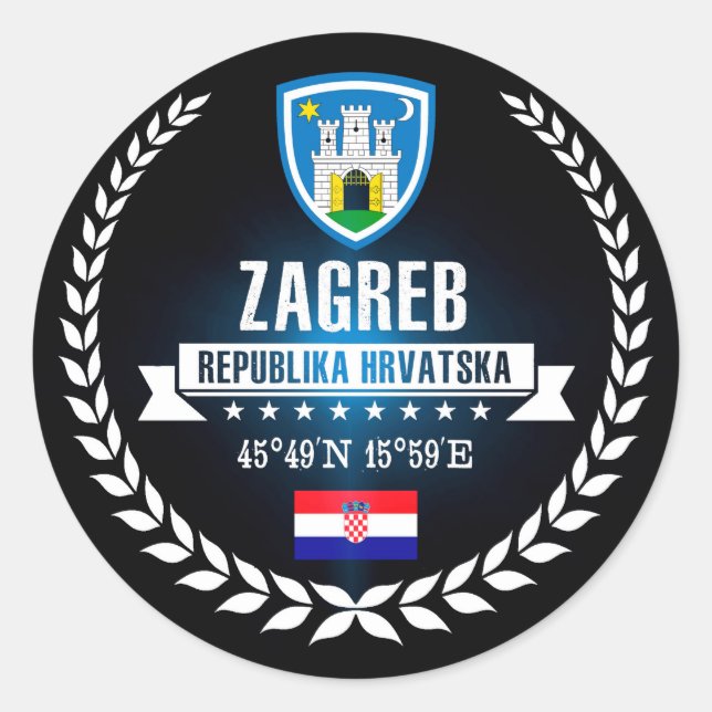 Zagreb Classic Round Sticker (Front)