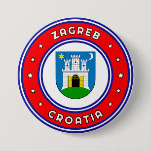 Zagreb Coat Of Arms Croatia 7.5 Cm Round Badge