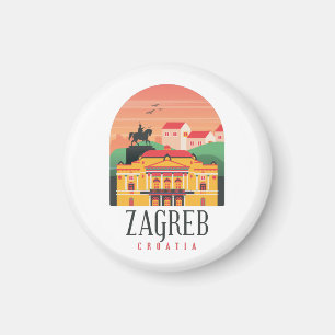 Zagreb Croatia Cityscape Vintage Magnet