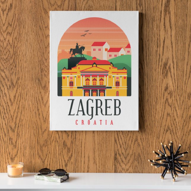 Zagreb Croatia Cityscape Vintage   Poster (Zagreb Croatia Vintage Travel Poster)