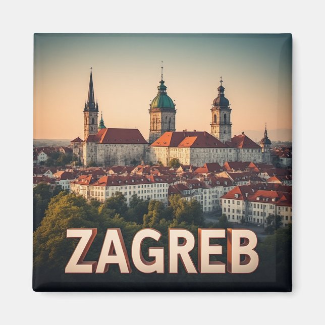 Zagreb Croatia Old Town History Architecture Magnet (Front)