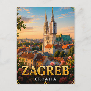 📍 Zagreb Croatia Travel Keepsake City Travelers Postcard