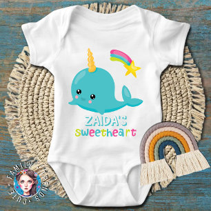 Zaida's Sweetheart Kawaii Narwhal Baby Bodysuit