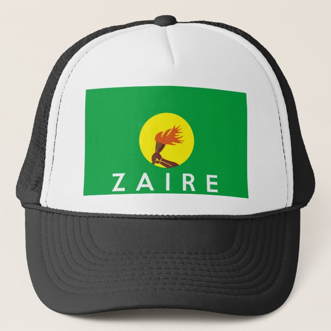 zaire congo country flag symbol name text trucker hat (Front)