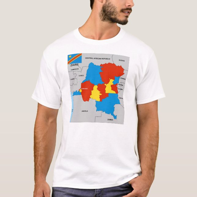 zaire country political map flag T-Shirt (Front)