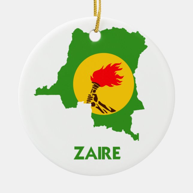 ZAIRE MAP CERAMIC TREE DECORATION (Front)