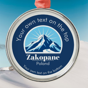 Zakopane Poland ski vacation medal Metal Tree Decoration