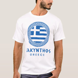 Zakynthos And Flag Of Greece Distressed Design T-Shirt
