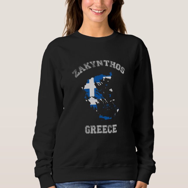 Zakynthos Greece Classic Greece Flag Map Design Sweatshirt (Front)