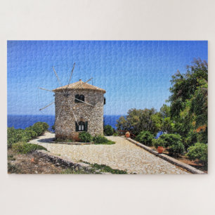 Zakynthos Greece Windmill Sea Island Jigsaw Puzzle