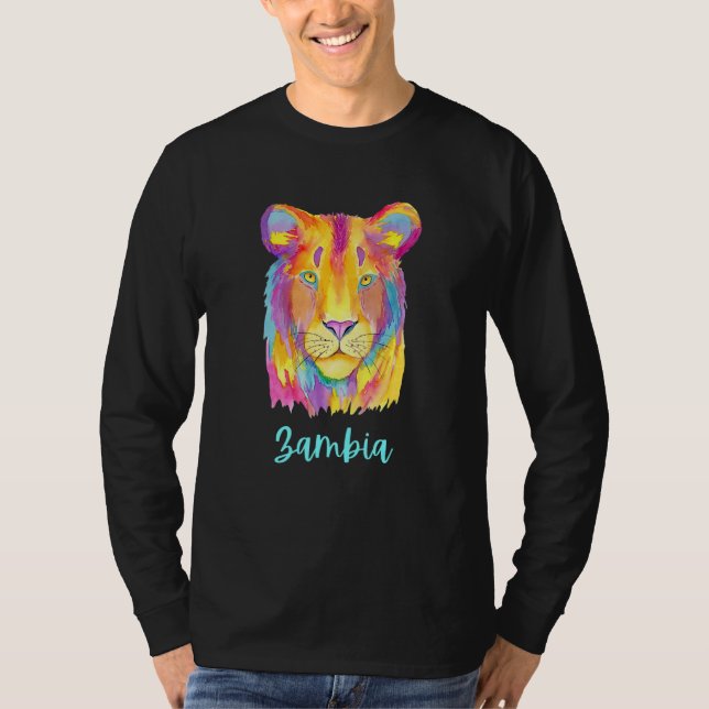 Zambia African Lion Wildlife And Nature T-Shirt (Front)