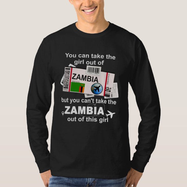 Zambia Boarding Pass  Zambia Girl  Zambia T-Shirt (Front)