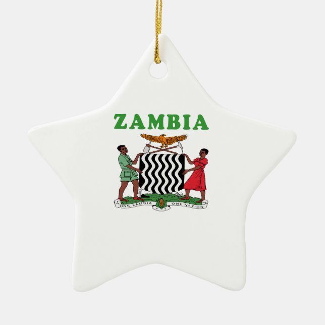 Zambia Coat Of Arms Designs Ceramic Tree Decoration (Front)