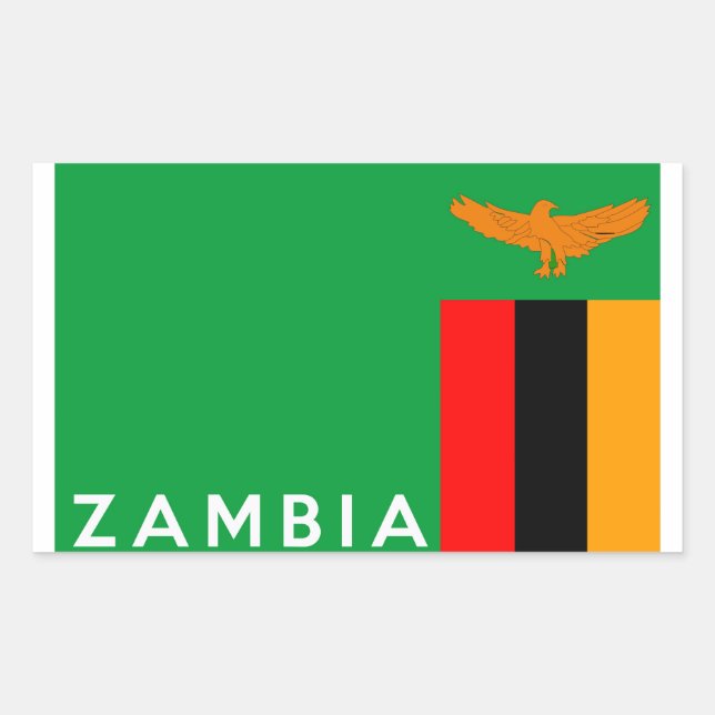 zambia country flag text name rectangular sticker (Front)