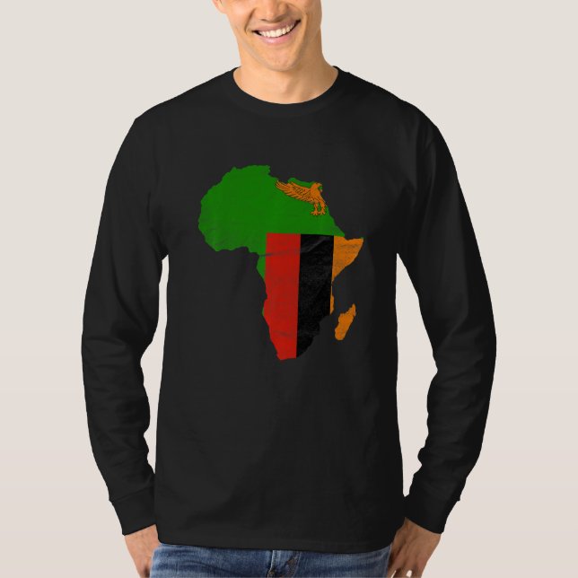 Zambia Flag Africa Continent Silhouette Gift for Z T-Shirt (Front)
