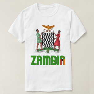 Zambia Flag and Coat Of Arms Patriotic T-Shirt