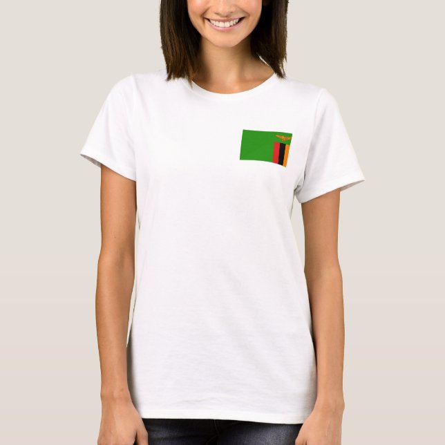 Zambia Flag and Map dk T-Shirt (Front)