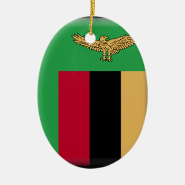 Zambia Flag Ceramic Tree Decoration (Front)