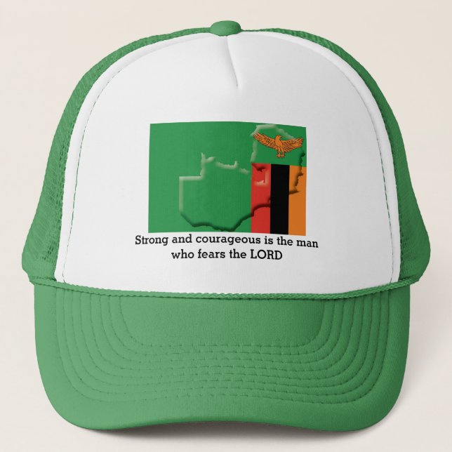 ZAMBIA FLAG Christian Scripture Personalised Trucker Hat (Front)