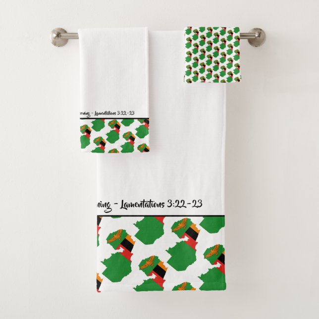 ZAMBIA FLAG Customised Scripture Stylish Zambian Bath Towel Set (Insitu)