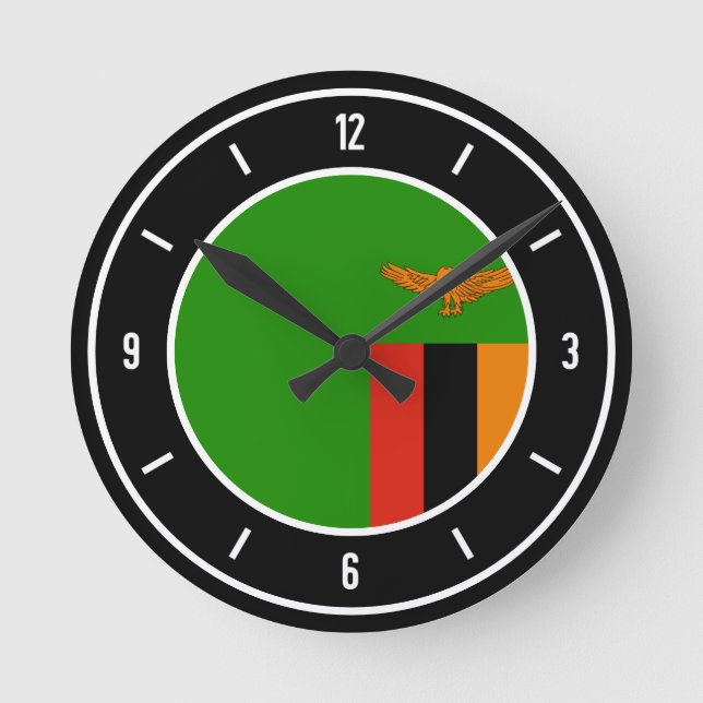 Zambia Flag Elegant Round Clock (Front)