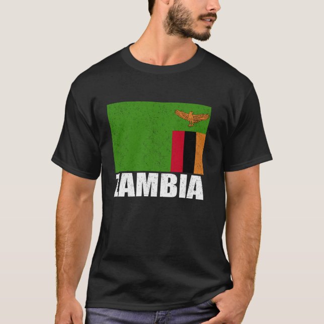 Zambia Flag Grunge Vintage Souvenir Zambia T-Shirt (Front)