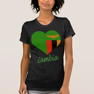 Zambia Flag Heart T-Shirt