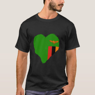 Zambia Flag Heart Vintage Zambian Pride Zambian Ro T-Shirt