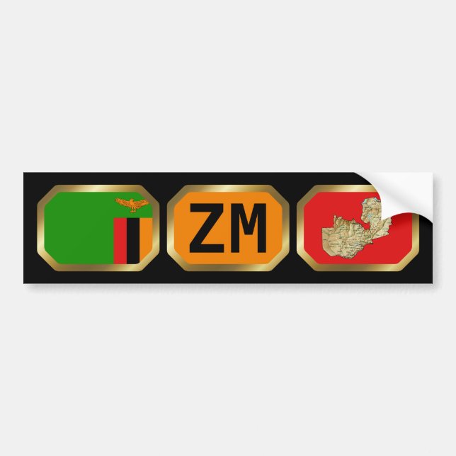 Zambia Flag Map Code Bumper Sticker (Front)