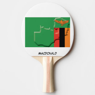 ZAMBIA FLAG & MAP Personalised Ping Pong Paddle