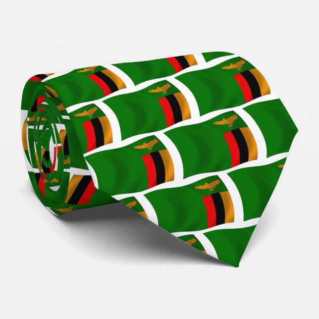 Zambia Flag Tie (Rolled)