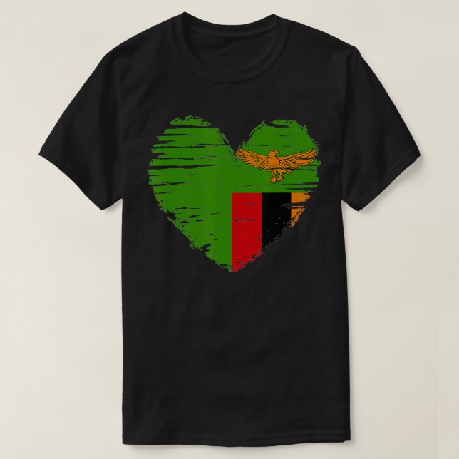 Zambia Heart Zambian Flag Zambian gift idea  T-Shirt (Design Front)