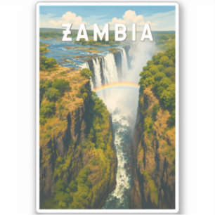 Zambia Illustration Travel Art Vintage