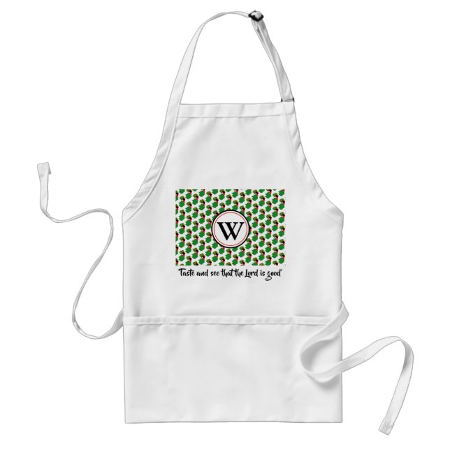 ZAMBIA Monogram Taste and See Scripture Psalm 34:8 Standard Apron (Front)